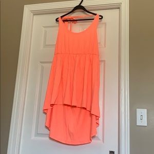 Bright orange hi-lo halter top